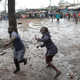 Opposition supporters throw stones at police during clashes in Kibera slum in Nairobi, Kenya October 26, 2017.